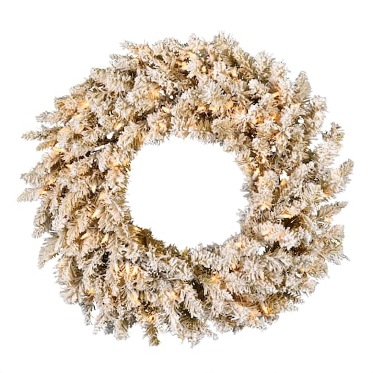 24&#x22; Warm White Dura-Lit&#xAE; LED Frosted Gold Wreath